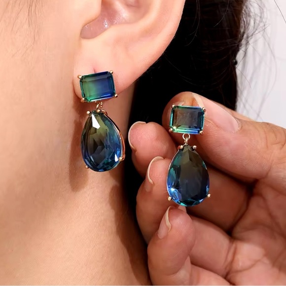 Luxury Trendy Water Drop Earrings For Women Girls Zirconia Crystal - Picture 5 of 5